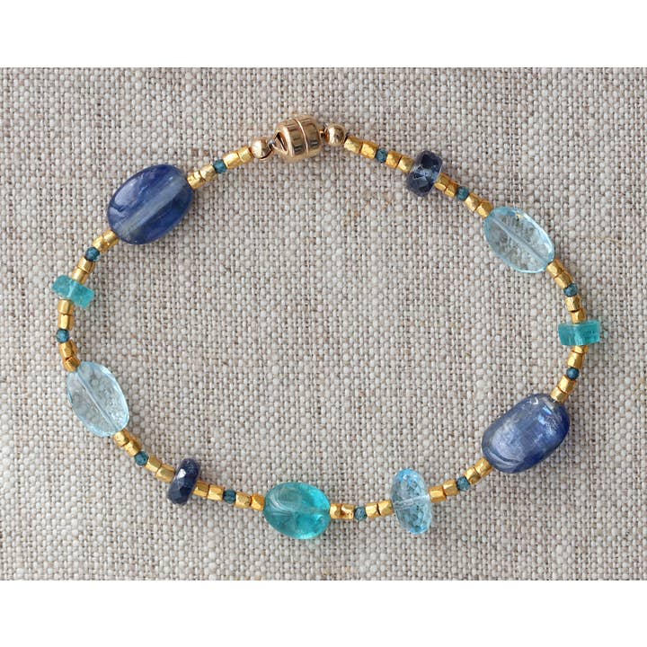 B-3573 Kyanite, Topaz, Apatite, Quartz Bracelet for wholesale by Alicia Van Fleteren Jewelry Design