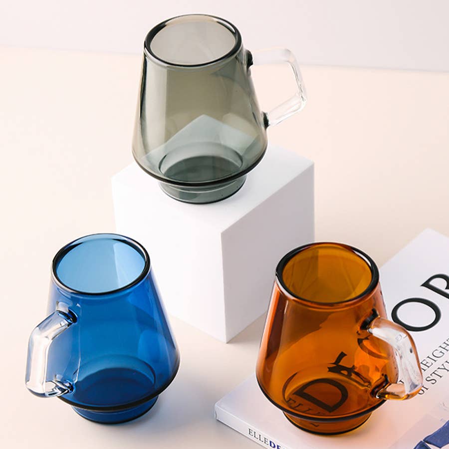 TUTU Home - Wholesale Coffee mug - ”Japanese“ – Blue Geometric Heatproof Glass Mug5