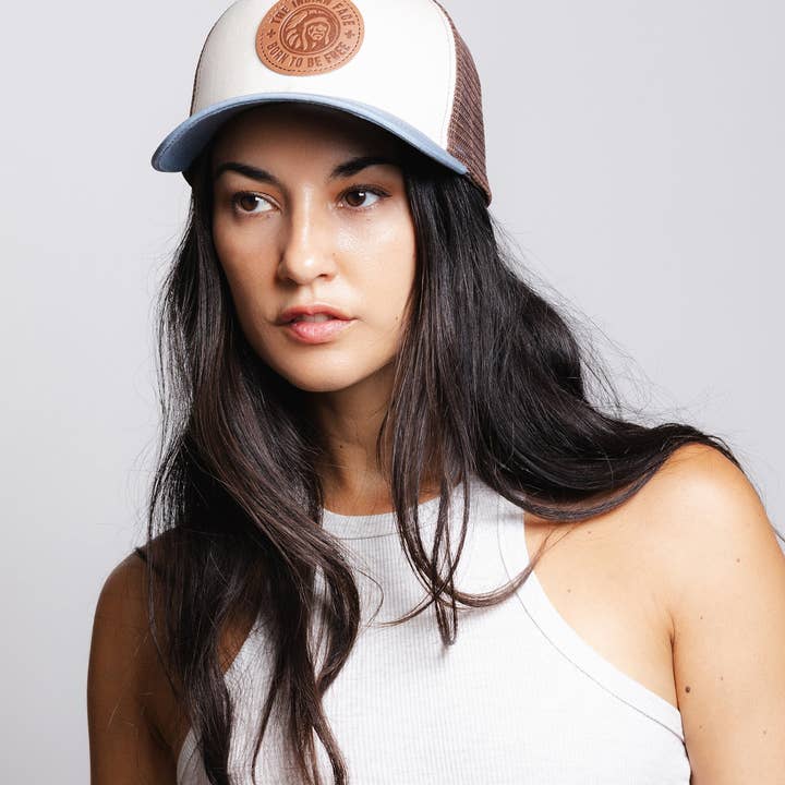 Indicom Brands - Wholesale Trucker Hat - Unisex - Born to be Free Beige / Blue7