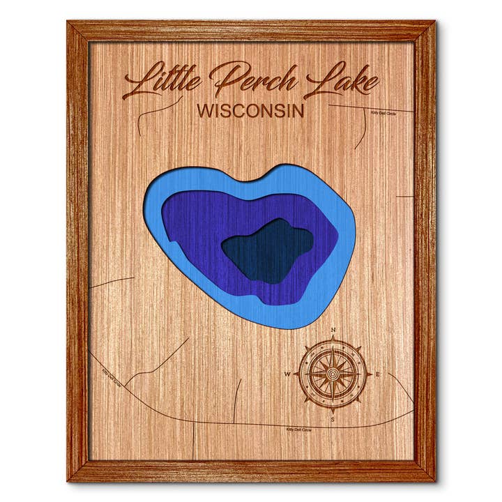 Lilla Perch Lake, Wisconsin Djupkarta Väggkonst Dekor för wholesale av Premier Gifts and More