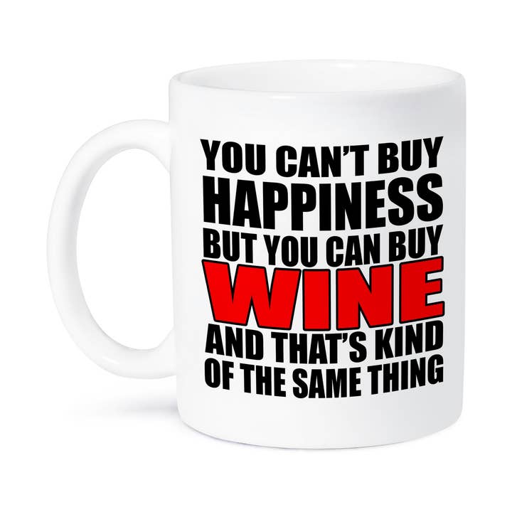 3dRose - Wholesale Coffee Mug - 3dRose, You cant buy happiness but you can buy wine, Red, Mug8