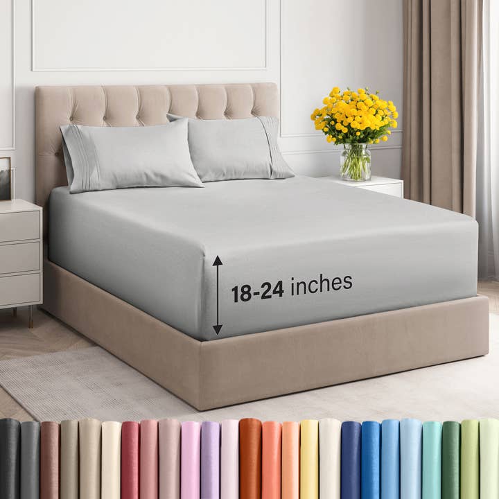 4 Piece Sheet Set - Extra Deep Pocket Fits 18"-24" Mattress for wholesale by CGK Unlimited