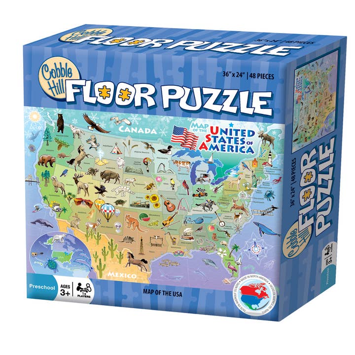 Outset Games and Cobble Hill Puzzles - Wholesale Puzzle - Kids - Map of the USA 48pc floor puzzle0