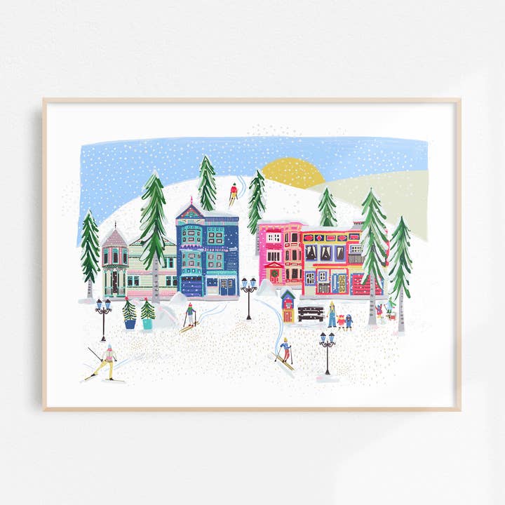 Stampa artistica Snowy Ski Resort per la vendita all'ingrosso da parte di Anja Jane