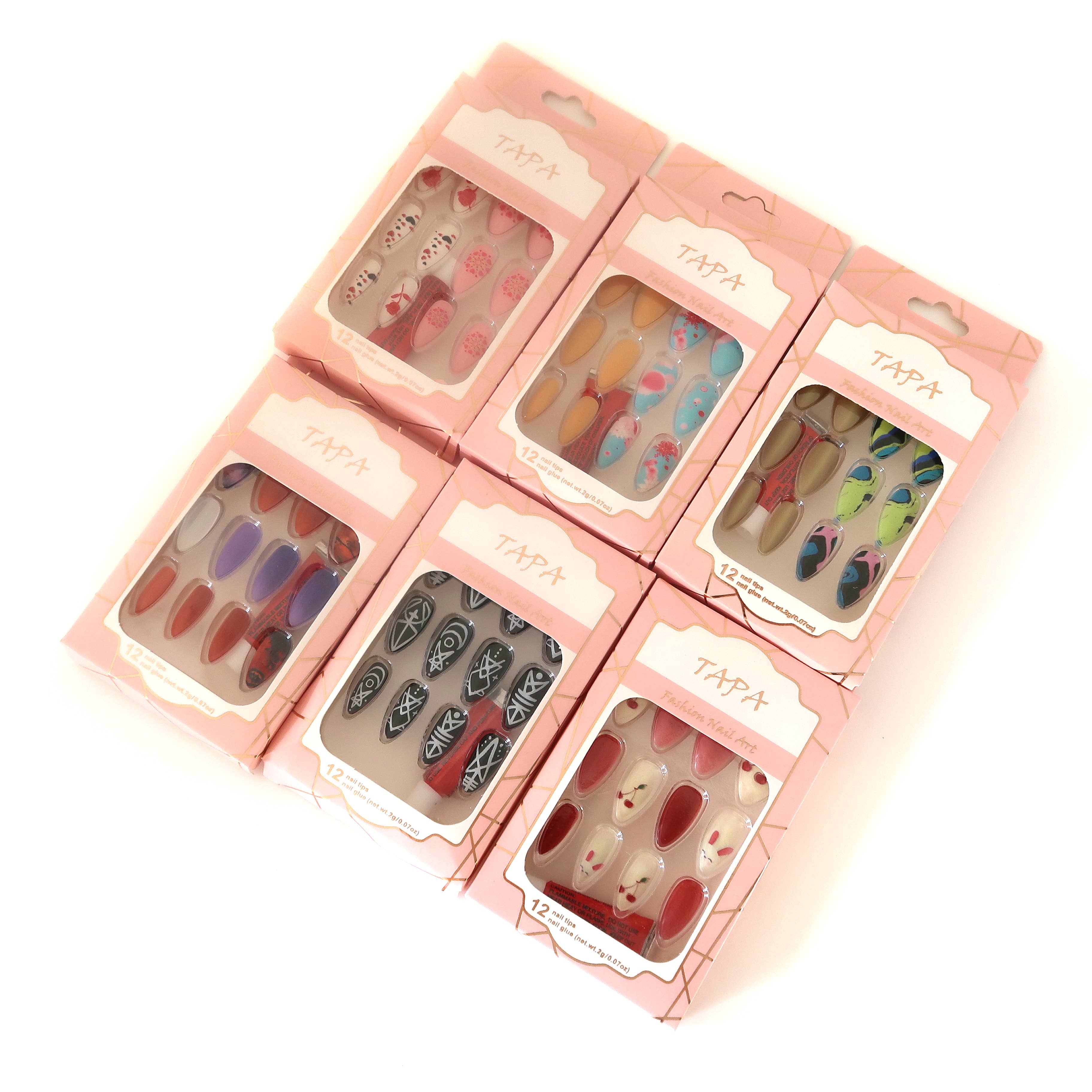 ASSORTED Multi Design Almond Fake Nail Set SS1112-35 (12PC) for wholesale on Faire3