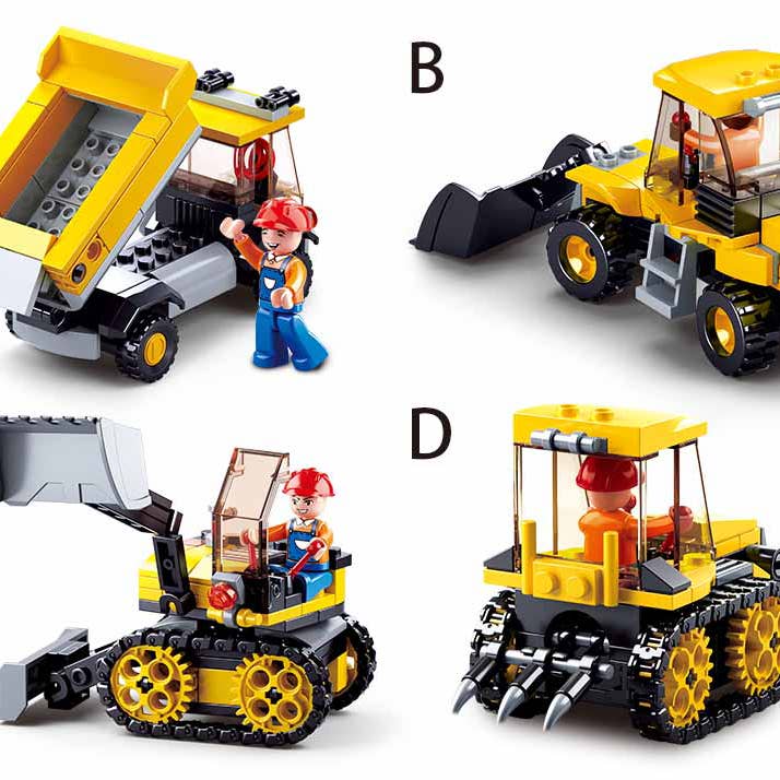 Texas Toy Distribution – Großhandel Verkaufsdisplay – Kind & Baby – 4-in-1 Bau-Traxcavator Baustein-Display-Set2