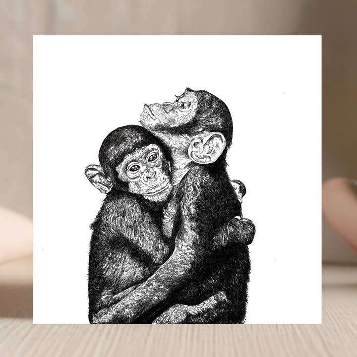 Tarjeta de abrazos de chimpancé para venta al por mayor de Dots Allowed