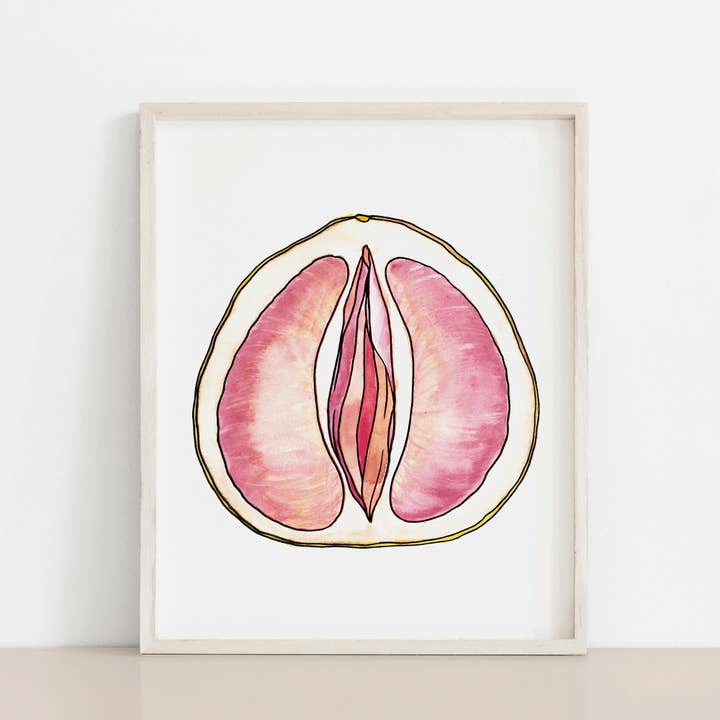 8,5 x 11 Vulva Grapefrukt Konsttryck för wholesale av Meli TheLover