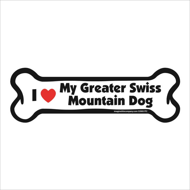 Magnete per auto in osso con scritta «I Love My Greater Swiss Mountain» per la vendita all'ingrosso da parte di Imagine This Company