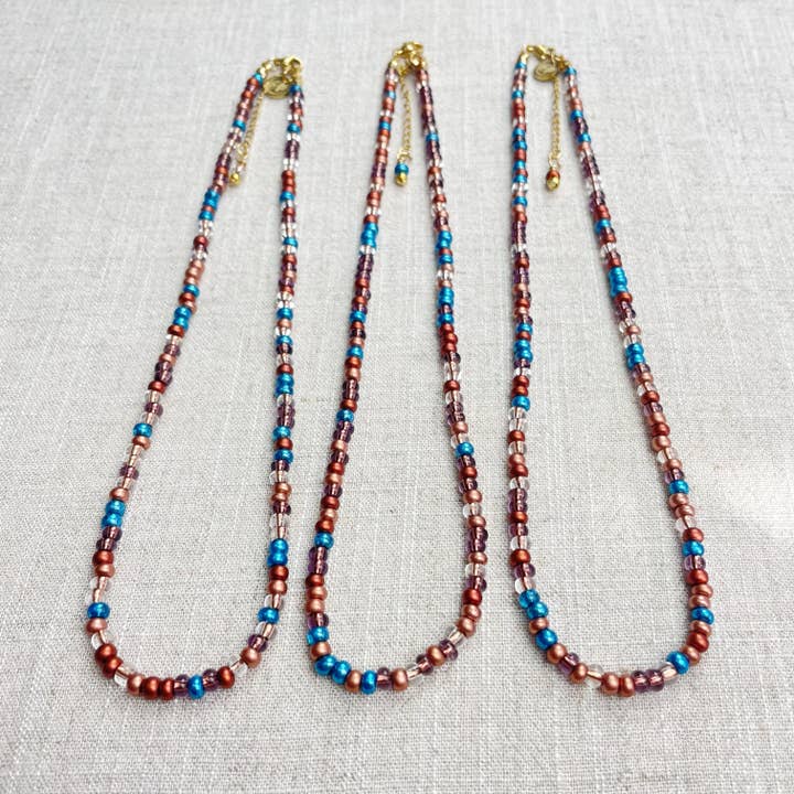 Ewelina Pas Jewelry - Wholesale Beaded/Pearl Necklace - Mixie/// Bronze Mixed Czech Glass Beaded Necklace2