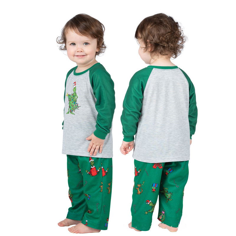 Pajama Village - Venta al por mayor Conjunto de pijama - Unisex - Pijamas familiares navideños Naughty Grinch6