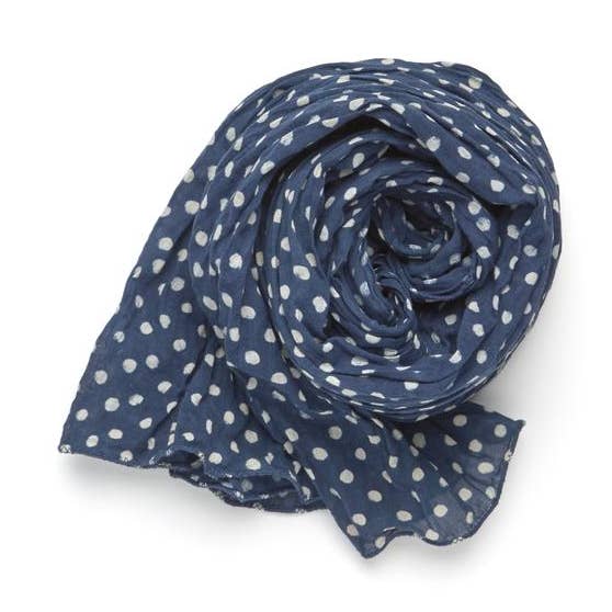 Dabu Polka-Indigo-Schal für den Großhandel von halo and swan