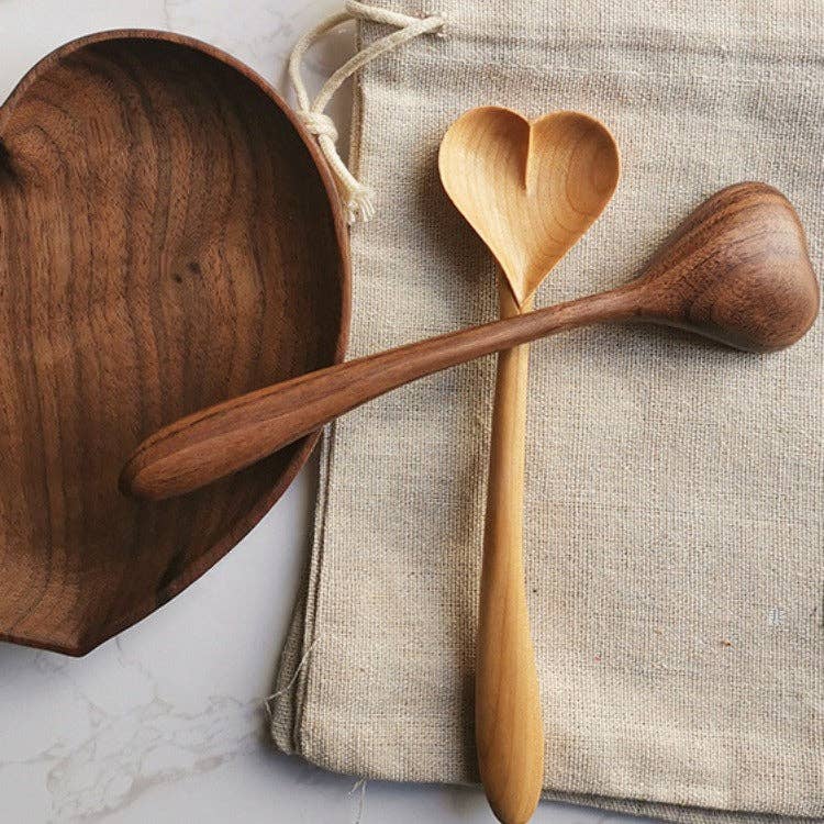Gohobi （We cover U.S. import duties） - Wholesale Kitchen Spoon - Gohobi Handmade Wooden Heart Shape Spoon 0103