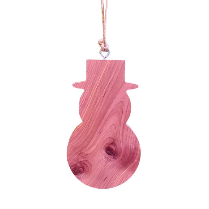 JRV Designs - Wholesale Ornament - Handcrafted Cedar Wood Snowman Christmas Ornament1