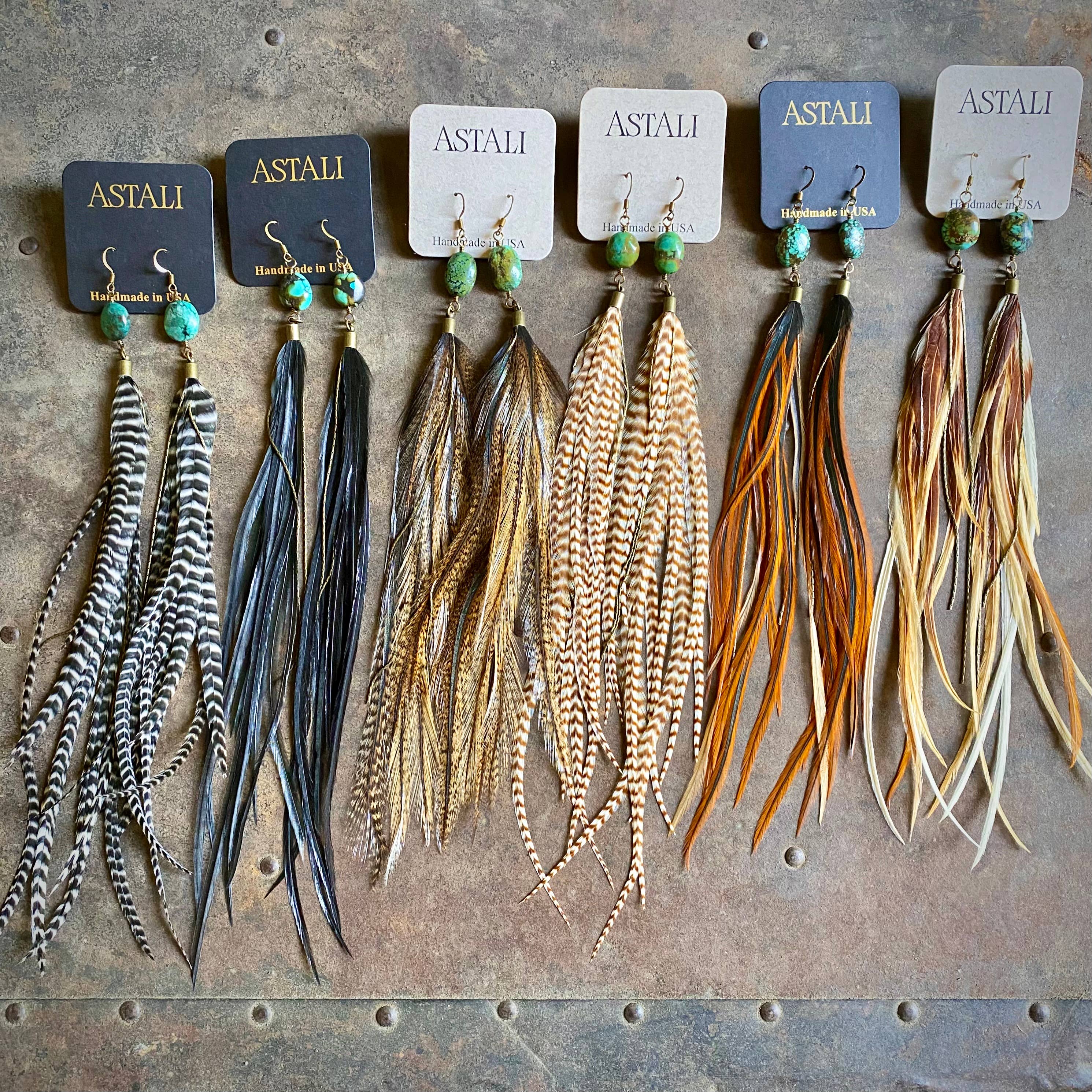 ASTALI – Großhandel Quasten-Ohrring – Türkis- und lange Federohrringe — Natural Mix, Western11