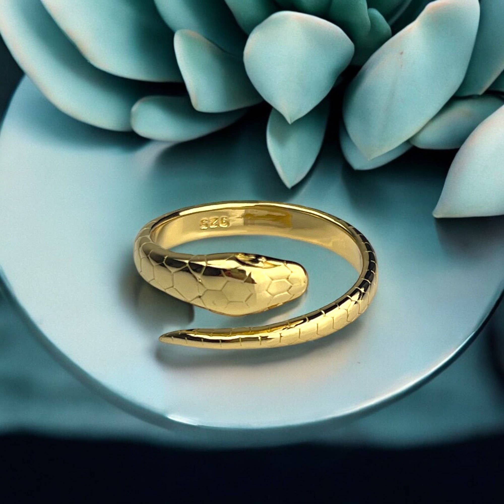 MadamLili - Wholesale Band/Stacked Ring - 925 Sterling Silver Gold Plated Snake Ring - Real Silver Size Adjustable Ring | Luxury Statement Jewelry