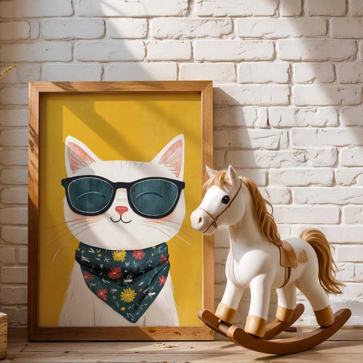 Cat Portrait - Teal Sunglasses - Pop Art for wholesale by Artsriver