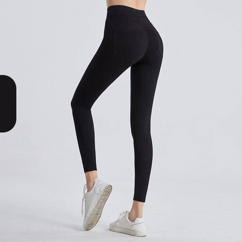 FurDecoration - Vendita all'ingrosso Leggings sportivi/loungewear - Donna - Leggings Sportivi in Denim a Vita Alta Foderati in Pile4