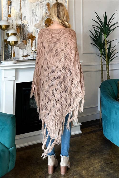 MYS Wholesale Inc - Wholesale Poncho - Women's - Knitted Net Wave Pattern Fringe Tassel Poncho7