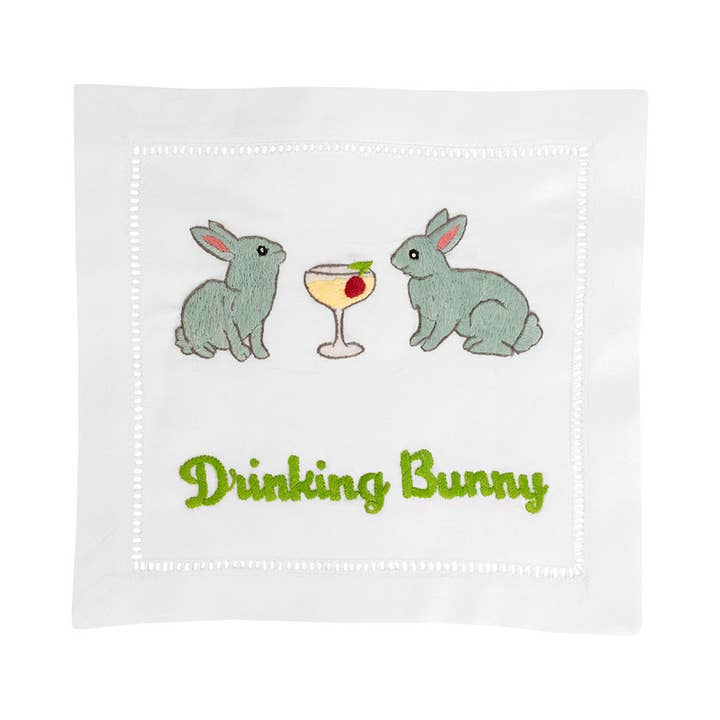 Drinking Bunny Cocktail Napkin for wholesale by August Morgan