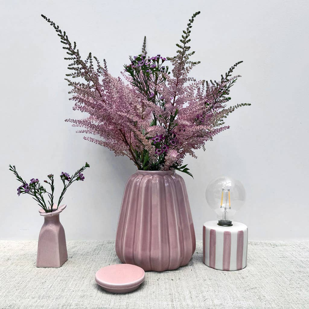 Opjet Paris - Wholesale Accent/Desk Lamp - Pink Stripe LED Decoration with Batteries D8.8 H17.5cm1