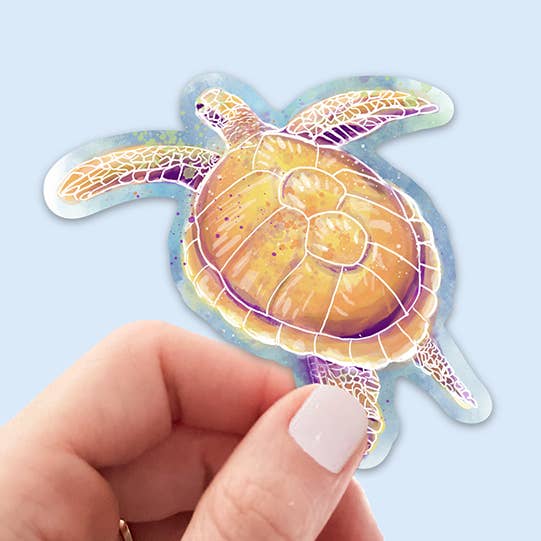 Sea Turtle Die Cut Sticker for wholesale by Dawn of Designs