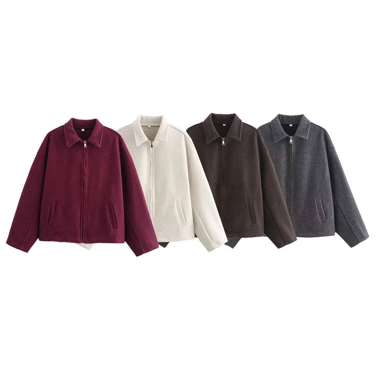 alberalkirk - Wholesale Coat - Women's - Tone Oversize Zip Coat Notch Collar N5Z2404