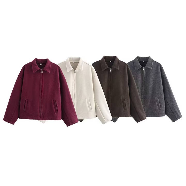 alberalkirk - Wholesale Coat - Women's - Tone Oversize Zip Coat Notch Collar N5Z2404