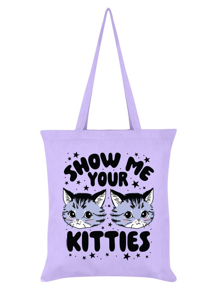 Kitsch Kitten Show Me Your Kiities Lilac Tote Bag for wholesale by Grindstore