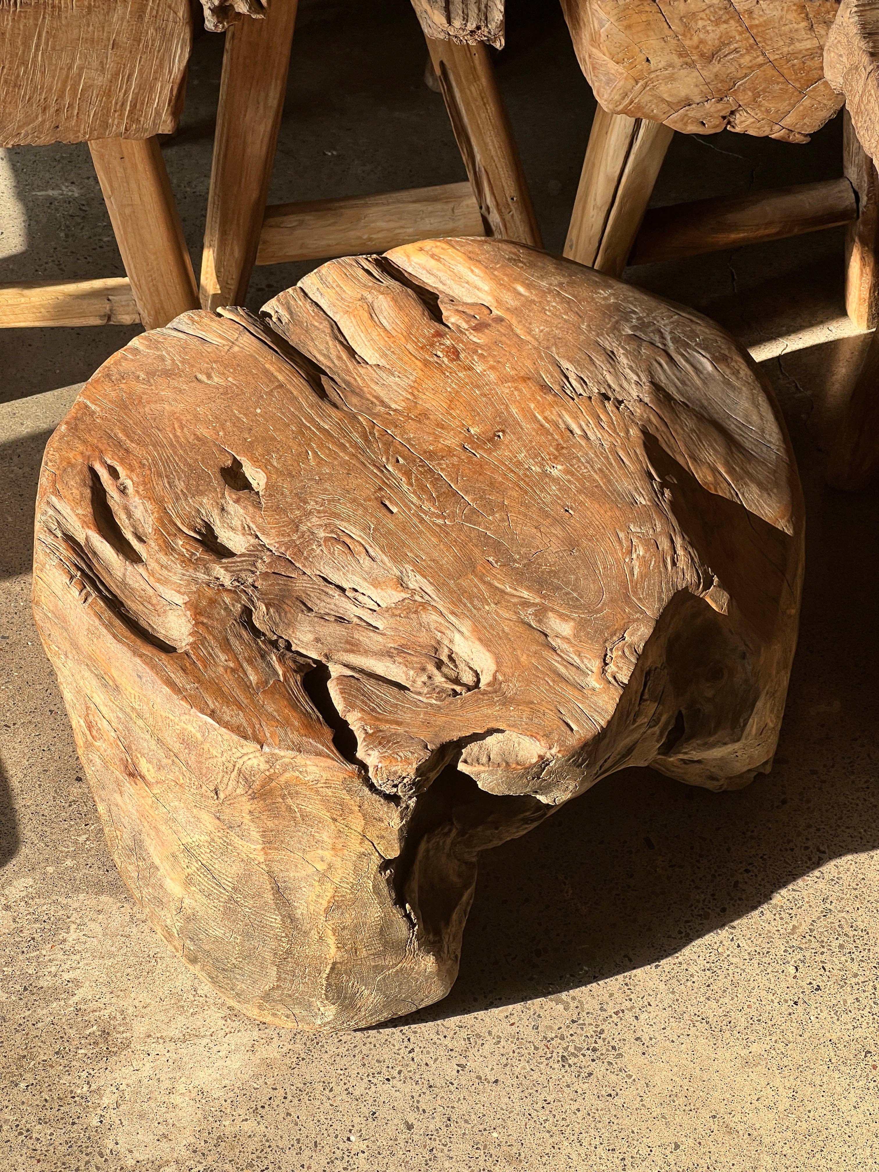 Office Objets - Wholesale Side Table - Small round coffee table in solid monoxyle organic teak D:47 H:252