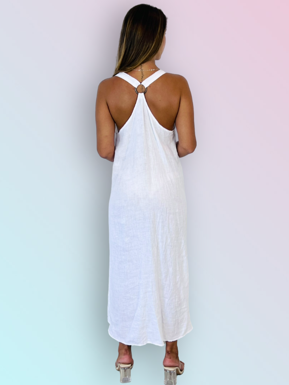 Linen & More - Wholesale Dress - Women's - REF 16857 LONG STRAP DRESS 100% LINEN2