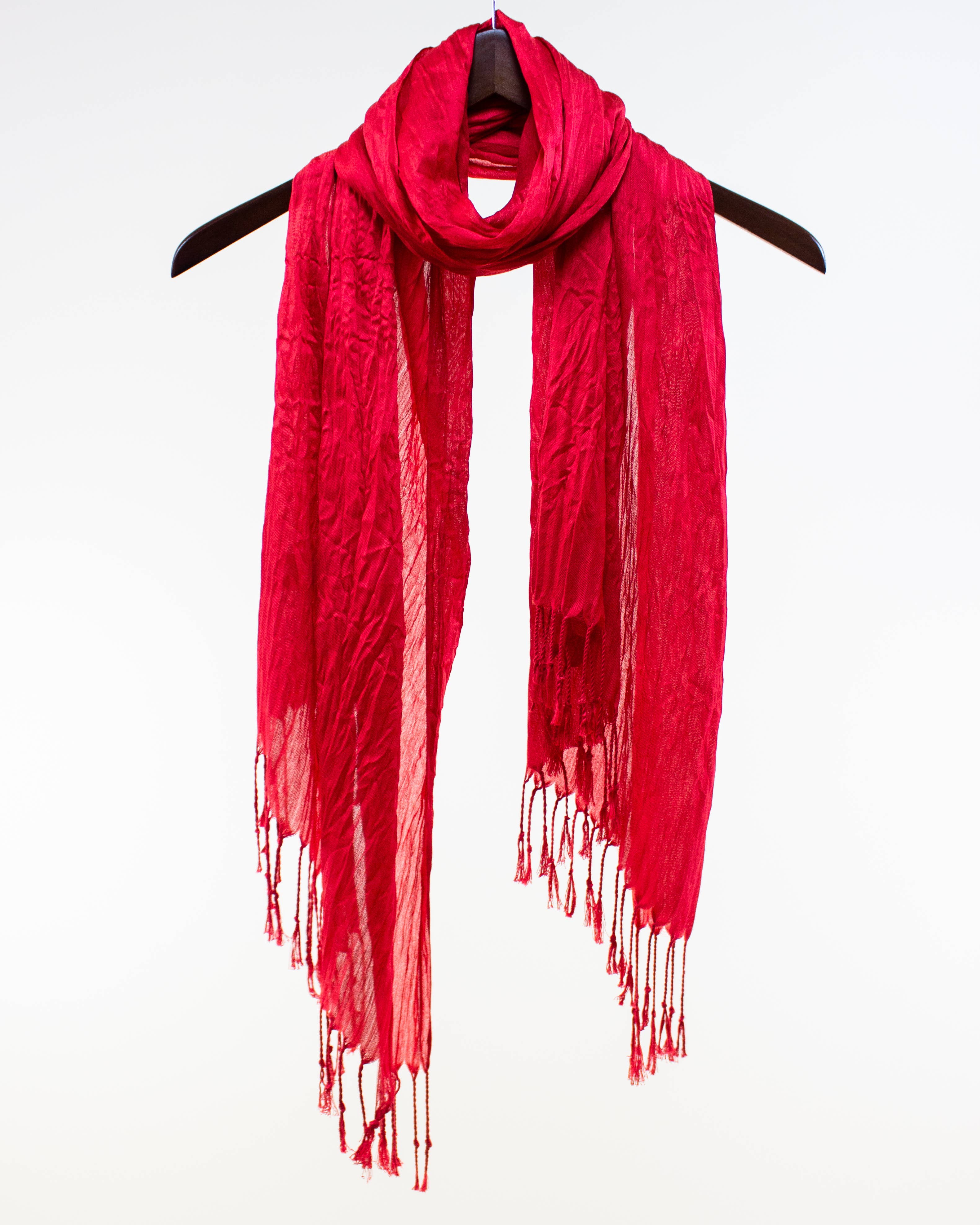 Original USA - Wholesale Scarf - Women's - Sheer Solid Scarf with Fringe14