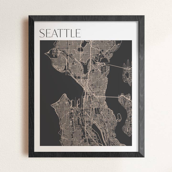 Affiche du plan des rues de Seattle pour la vente par Backstory Map Co.