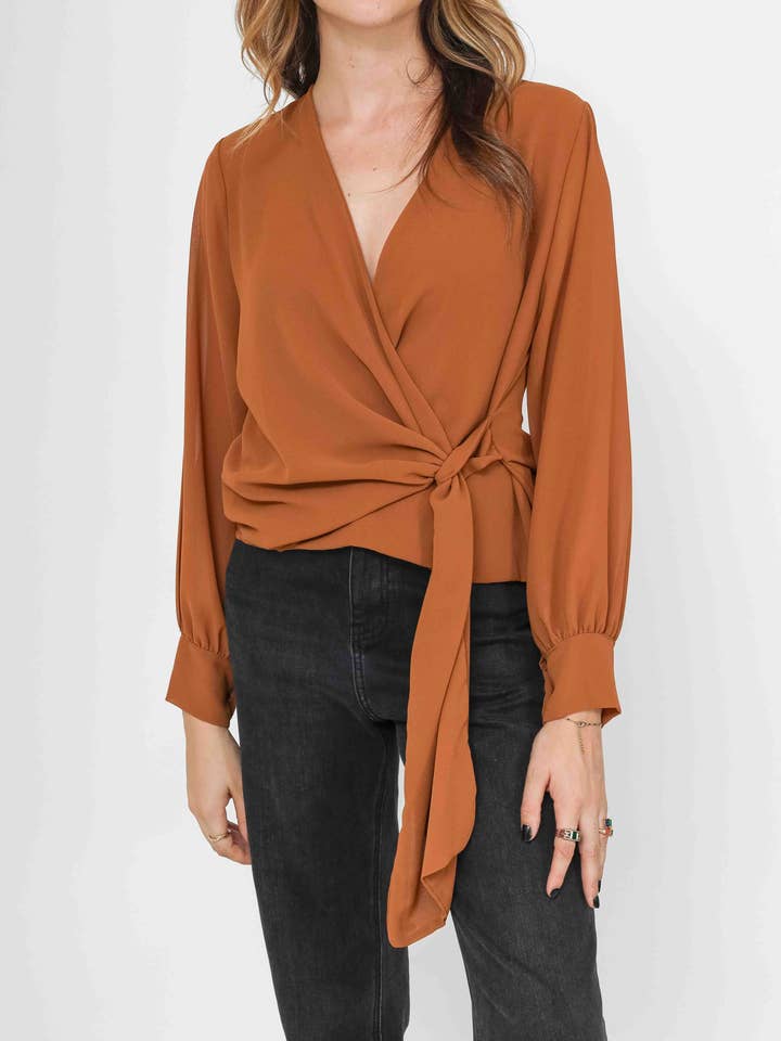 LORIANE – Blusa - Mulher por atacado – 22015U Blusa de gravata tamanho único 3