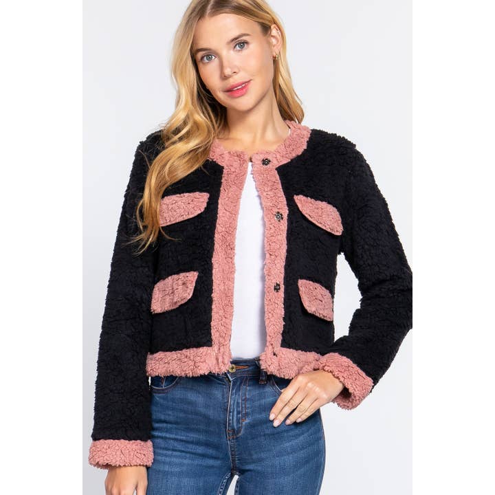 Paperdoll - Wholesale Jacket - Women's - LONG SLV POCKET DETAIL FAUX FUR JACKET