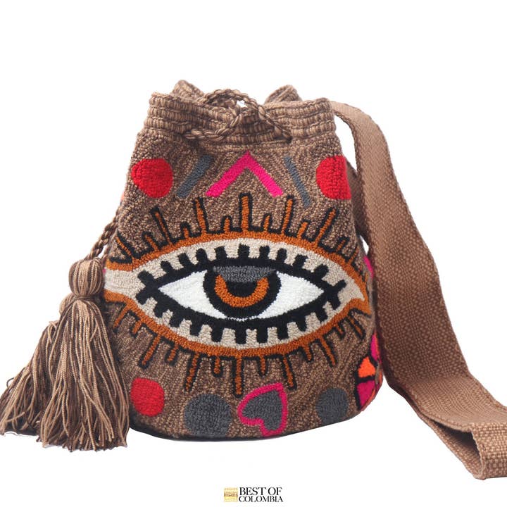 Brown Medium Evil Eye Bag for wholesale by Best of Colombia LLC