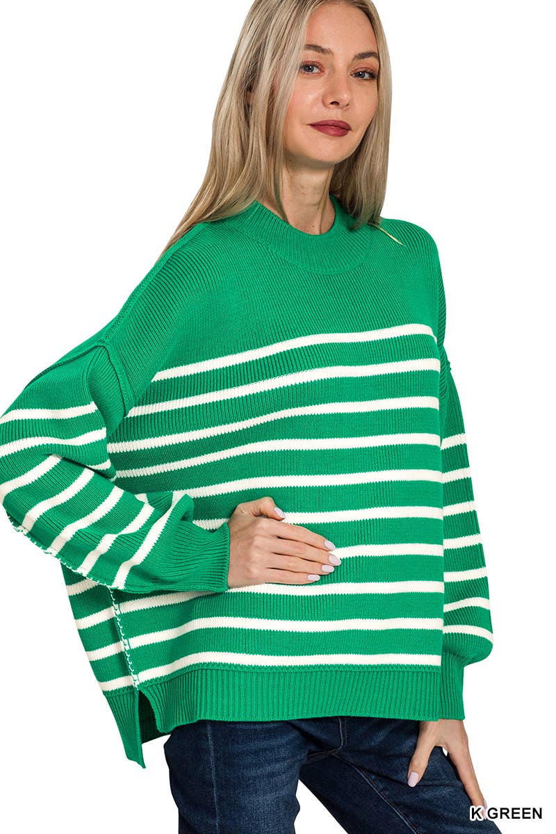 42POPS – wholesale Pullovertröja - Dam – ..0810 Exponerad Söm Randig Överdimensionerad Tröja SI-283988