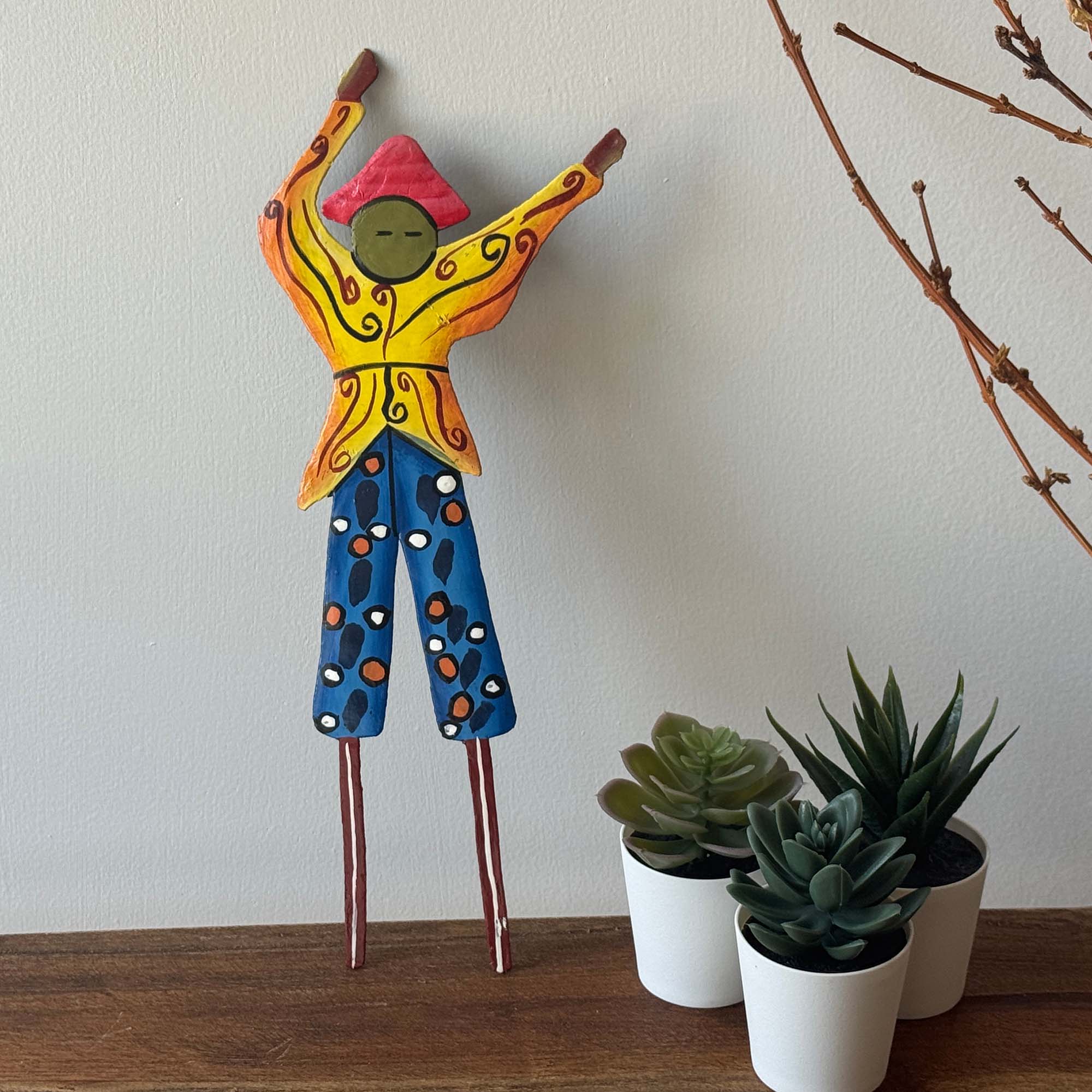 Global Crafts - Wholesale Sculpture - Painted Moko Jumbies- On Stilts, 12 inch1