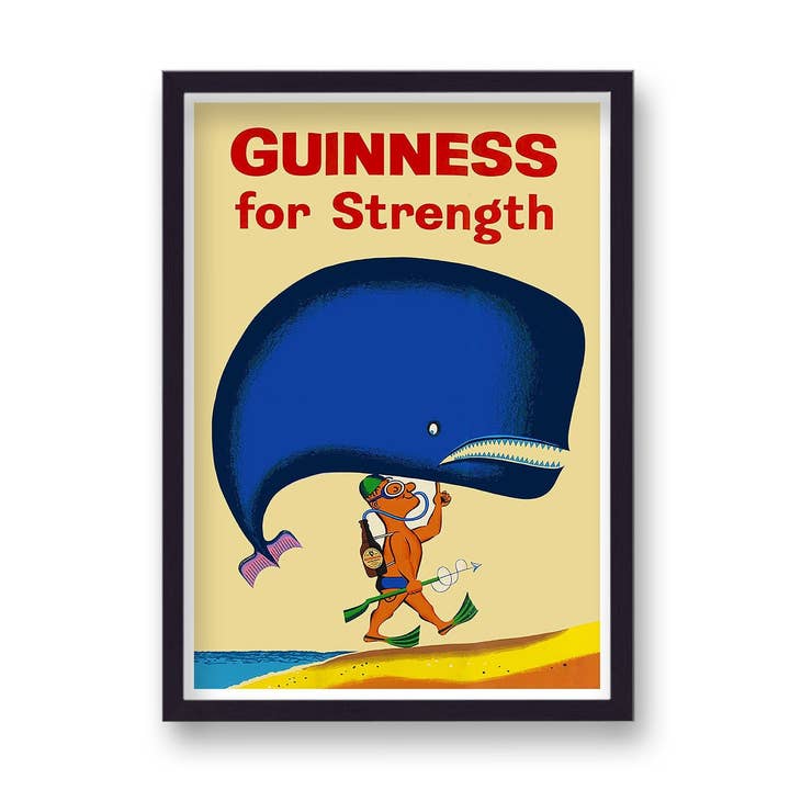 Guinness - Guinness For Strength - Whale Vintage Poster for wholesale by Gallery Print and Art