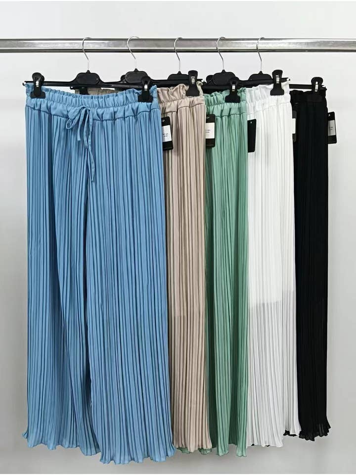 Kurt Muller - Wholesale Pants - Women's - Premium Italian Plisse Wide Leg Palazzo Trousers