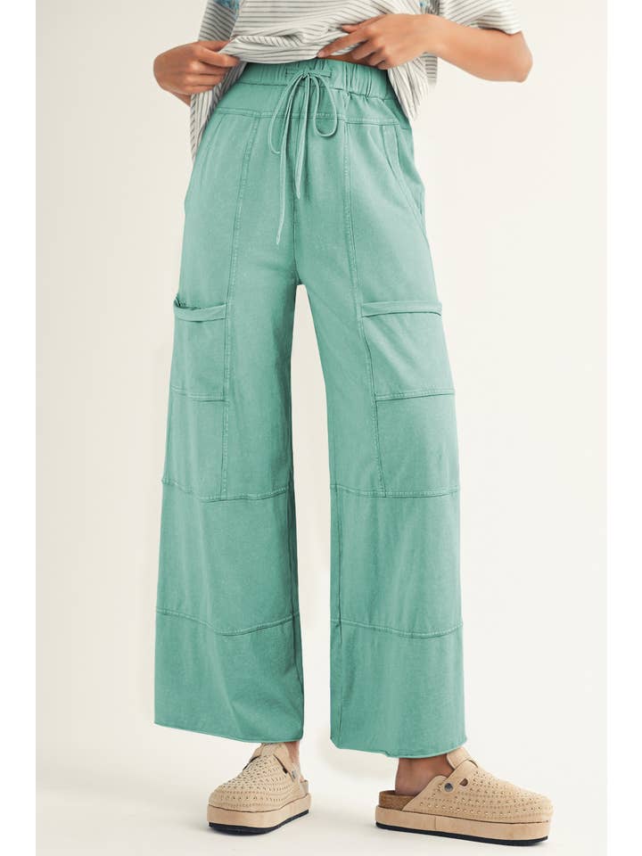 Little Daisy Closet - Wholesale Pants - Women's - LDC Mineral Wash Drawstring High Waist Wide Leg Pants4