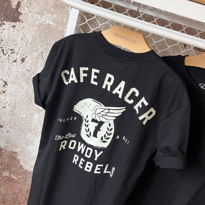 Pulver Blei - Wholesale Screen Printed T-Shirt - Men's - Rowdy Rebels Cafe Racer - T-Shirt black4