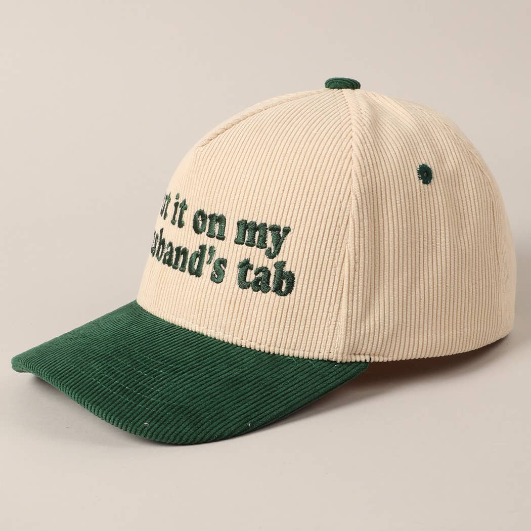 Fashion City - Wholesale Baseball Cap - Unisex - Put it on my husband's tab Two-Tone Corduroy Cap16