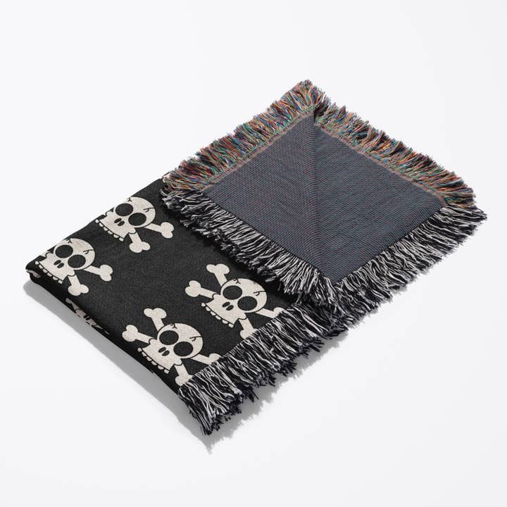 3dRose - Wholesale Throw Blanket - 3dRose, Skull and Crossbones Grey Print, Blanket3