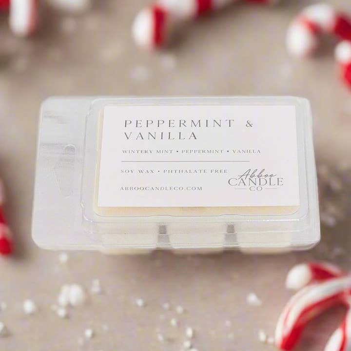 Peppermint and Vanilla Soy Wax Melts for wholesale by Abboo Candle Co