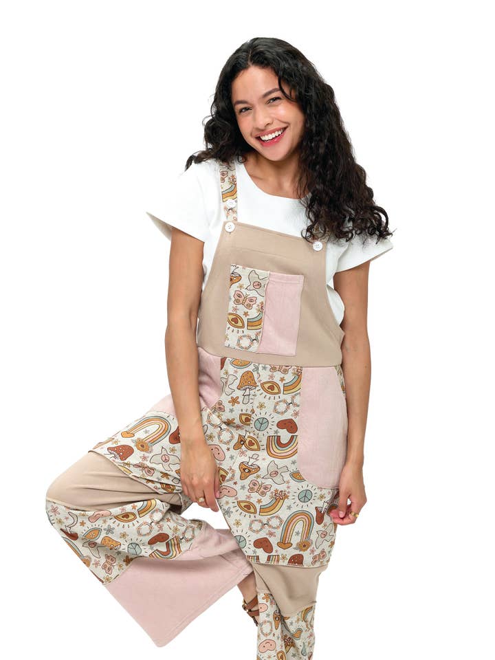 Taupe Overall Patchwork Boho Whimsical Prints for wholesale on Faire4