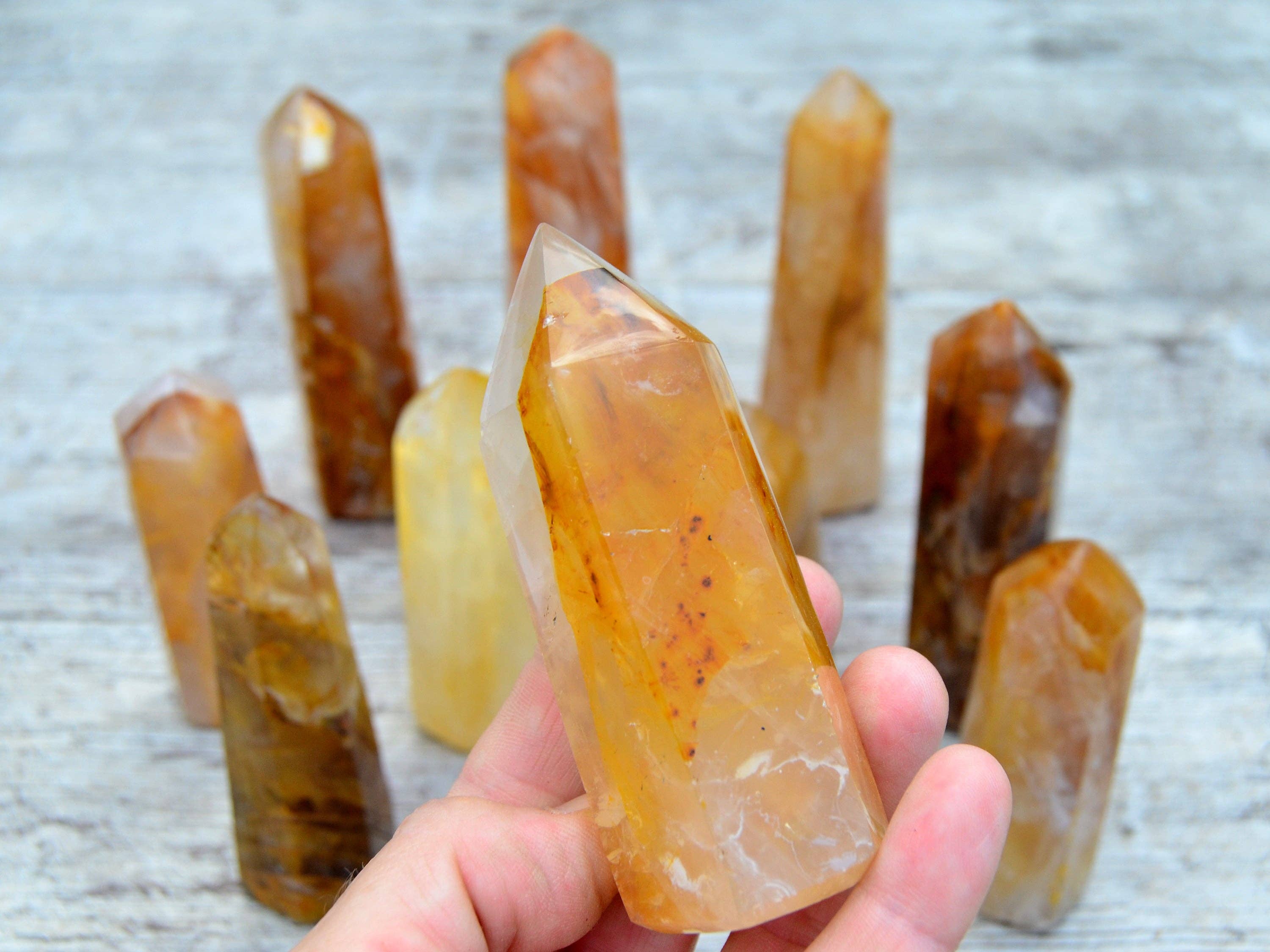 Kaia & Crystals - Wholesale Spiritual Stone/Crystal - Golden Healer Quartz Tower (6-10 Pcs) 1 Kg Yellow Hematoid5