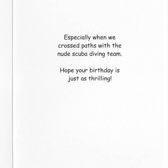 GrammaBurp Humorous Greeting Cards - Vente Cartes d'anniversaire - Boat Tour Carte d'anniversaire humoristique Nude Scuba Divers1