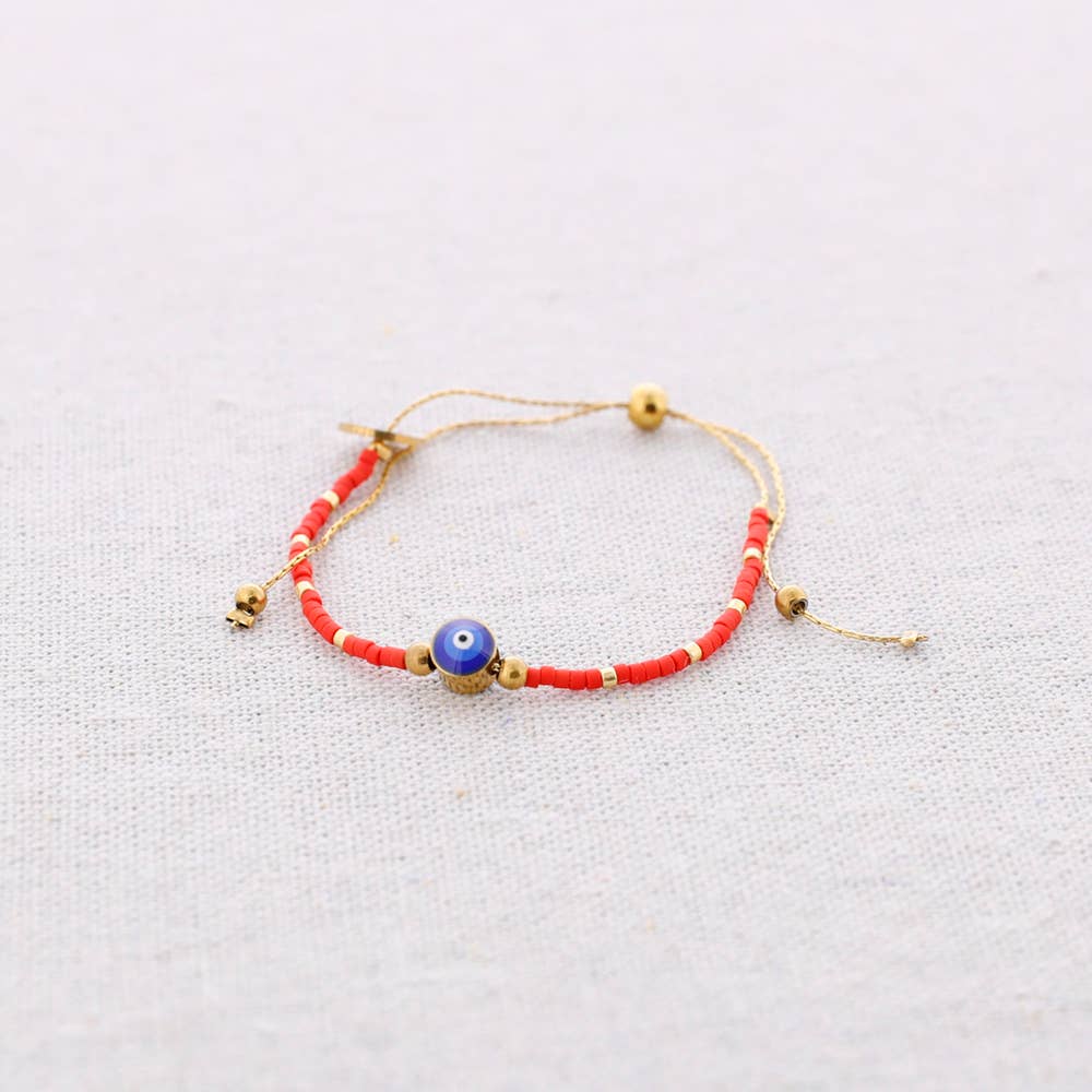 Sonata - Wholesale Snap Jewelry - Steel Macrame Bracelet Miyuki Beads Turkish Eye4