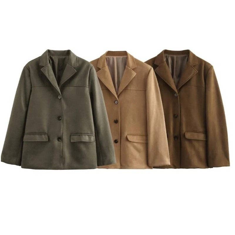 UZ Wholesale Store - Wholesale Jacket - Women's - Vintage Loose Fit Suede Jacket Coat4